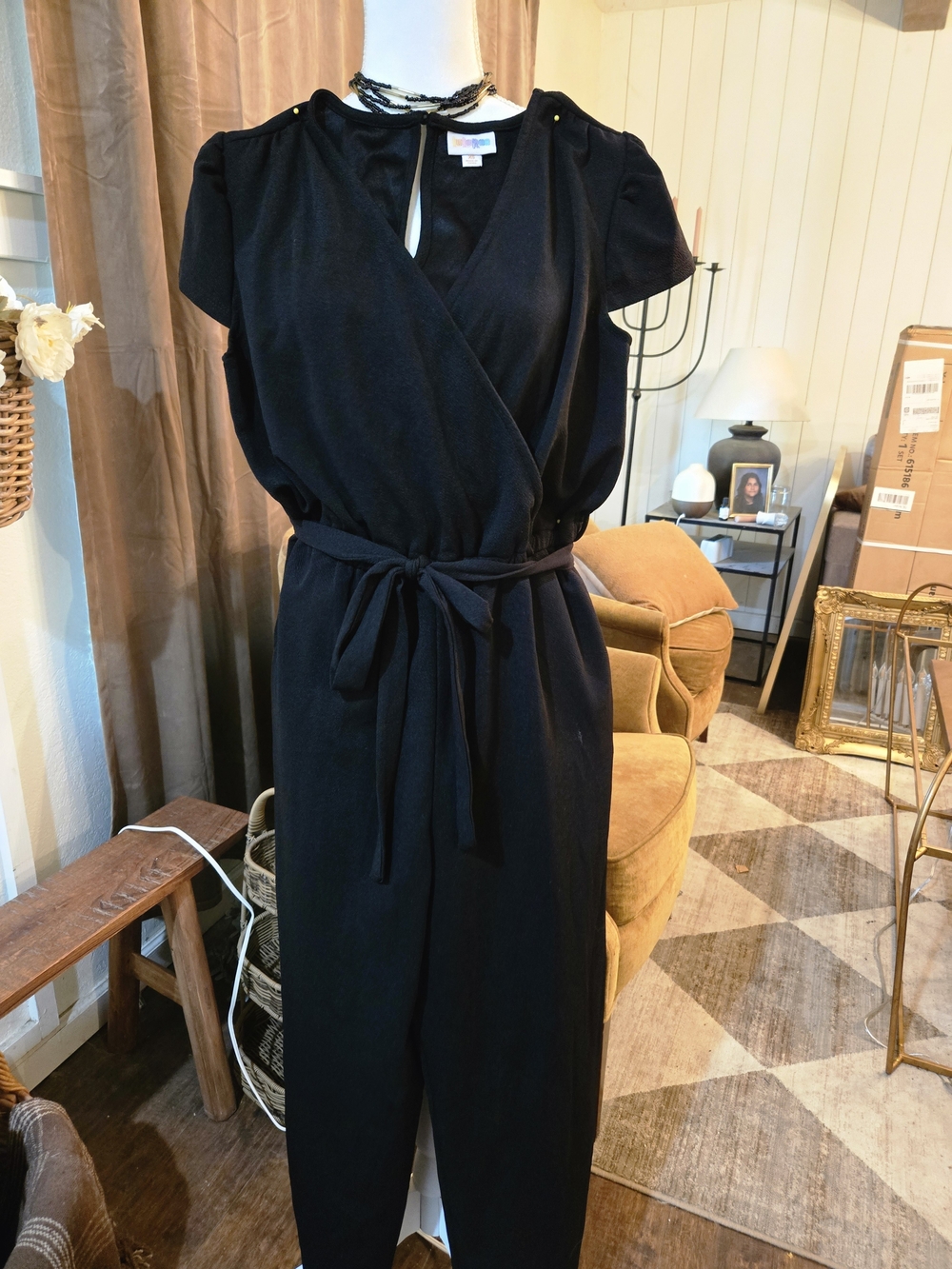 LuLaRoe Black Faux-Wrap Jumpsuit